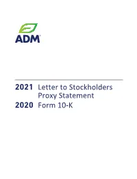2021 Letter to Stockholders Proxy Statement 2020 Form 10-K