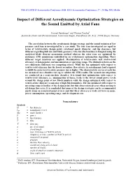 Impact of Different Aerodynamic Optimization Strategies on the Sound Emitted by Axial Fans