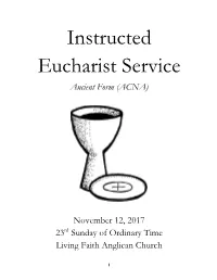 Liturgy for INSTRUCTED EUCHARIST