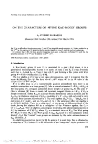 On the Characters of Affine Kac–Moody Groups