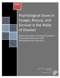 Psychological Issues in Escape, Rescue, and Survival in the Wake of Disaster