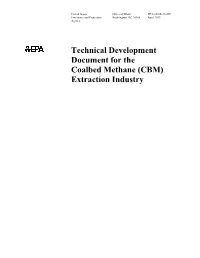 Technical Development Document for the Coalbed Methane (CBM) Extraction Industry