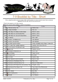 7-9 Booklist by Title - Short