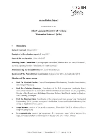 Albert-Ludwigs-University of Freiburg “Biomedical Sciences” (M.Sc.)