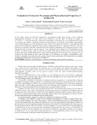 Evaluation of Extraction Percentage and Physicochemical Properties of Walnut Oil