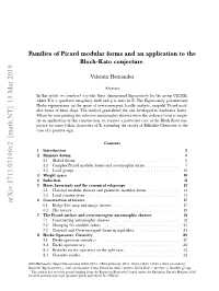 Families of Picard Modular Forms and an Application to the Bloch-Kato Conjecture
