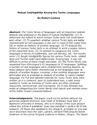 Mutual Intelligibility Among the Turkic Languages