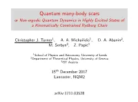 Quantum Many-Body Scars Or Non-Ergodic Quantum Dynamics in Highly Excited States of a Kinematically Constrained Rydberg Chain