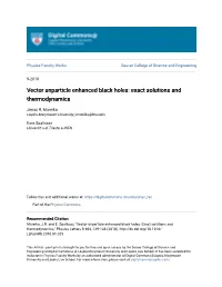 Vector Unparticle Enhanced Black Holes: Exact Solutions and Thermodynamics