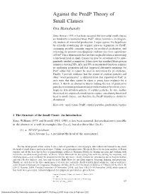 Against the Predp Theory of Small Clauses Ora Matushansky