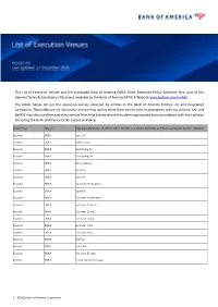 Bofa List of Execution Venues
