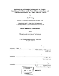 Case Study of LG Demergers in Terms of Shareholders Value and Corporate Governance in the Context of Korean Practice