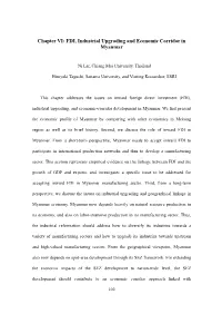 Chapter VI: FDI, Industrial Upgrading and Economic Corridor in Myanmar