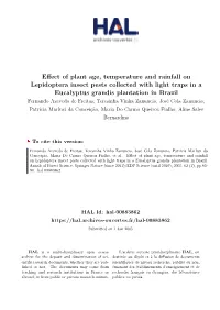 Effect of Plant Age, Temperature and Rainfall on Lepidoptera Insect Pests Collected with Light Traps in a Eucalyptus Grandis