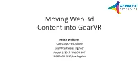 Moving Web 3D Content Into Gearvr