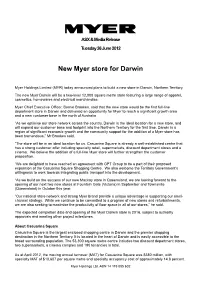 New Myer Store for Darwin