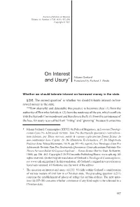 On Interest and Usury*
