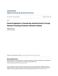 Practical Application of Seventh-Day Adventist Doctrine Through Narrative Preaching at Parkview Adventist Academy