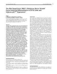 The Ras Suppressor, RSU-1, Enhances Nerve Growth Factor-Induced Differentiation of PC12 Cells and Induces P21cip Expression1