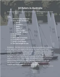10 Raters in Australia a Brief Summary of Some of the Activities and Developments in the Class
