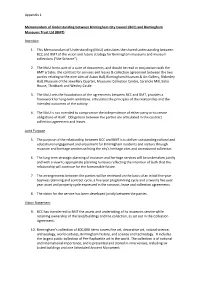 Appendix 1 Memorandum of Understanding Between