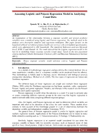 Assessing Logistic and Poisson Regression Model in Analyzing Count Data