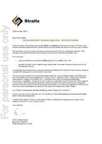 For Personal Use Only Use Personal for Andre Labuschagne Executive Chairman Straits Resources Limited