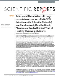 (Nicotinamide Riboside Chloride) in a Randomized, Double-Blind, Plac