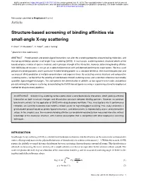 Structure-Based Screening of Binding Affinities Via Small-Angle X-Ray