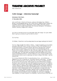 Theatre Archive Project: Interview with Colin George