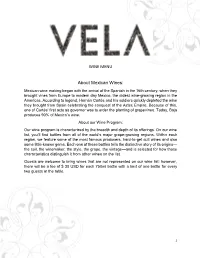 WINE MENU About Mexican Wines