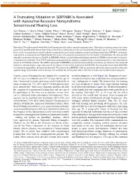 A Truncating Mutation in SERPINB6 Is Associated with Autosomal-Recessive Nonsyndromic Sensorineural Hearing Loss