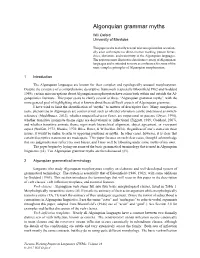 Algonquian Grammar Myths