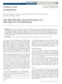 Heelball (HB) Index: Sexual Dimorphism of a New Index from Foot Dimensions