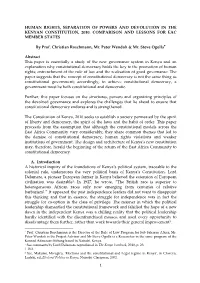 Human Rights, Separation of Powers and Devolution in the Kenyan Constitution, 2010: Comparison and Lessons for Eac Member States