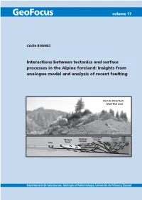 Interactions Between Tectonics and Surface Processes in the Alpine Foreland: Insights from Analogue Model and Analysis of Recent Faulting