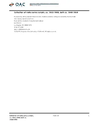 Collection of Radio Series Scripts, Ca