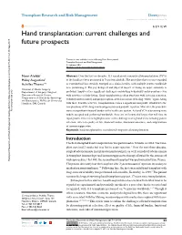 Hand Transplantation Open Access to Scientific and Medical Research DOI