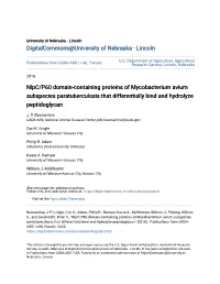 Nlpc/P60 Domain-Containing Proteins of Mycobacterium Avium Subspecies Paratuberculosis That Differentially Bind and Hydrolyze Peptidoglycan