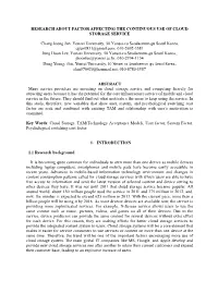 Research About Factors Affecting the Continuous Use of Cloud Storage