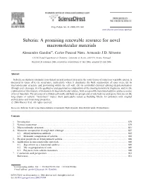 Suberin: a Promising Renewable Resource for Novel Macromolecular Materials