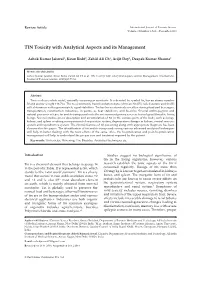 TIN Toxicity with Analytical Aspects and Its Management
