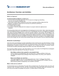 Architecture Overview and Activities
