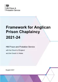 Framework for Anglican Prison Chaplaincy 2021-24