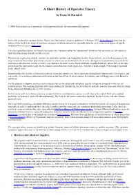 History of Operator Theory