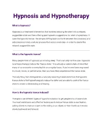 Hypnosis and Hypnotherapy