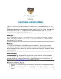Private Fire Hydrant System Program