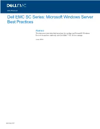 Dell EMC SC Series: Microsoft Windows Server Best Practices