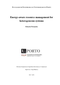 Energy-Aware Resource Management for Heterogeneous Systems