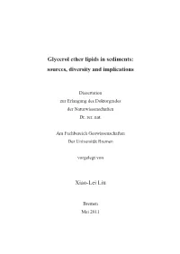Glycerol Ether Lipids in Sediments: Sources, Diversity and Implications